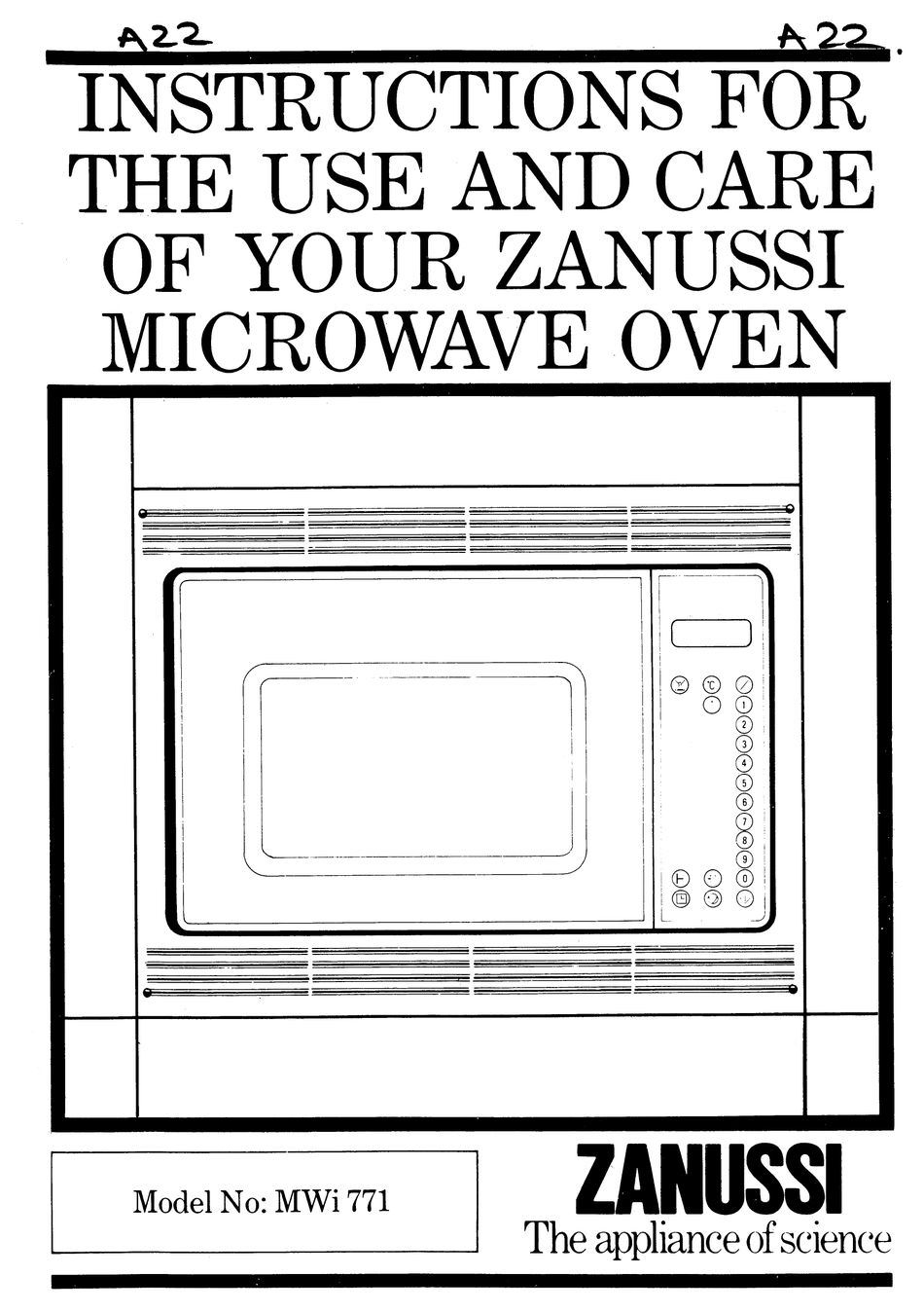 ZANUSSI MWI771 USE AND CARE INSTRUCTIONS MANUAL Pdf Download ManualsLib