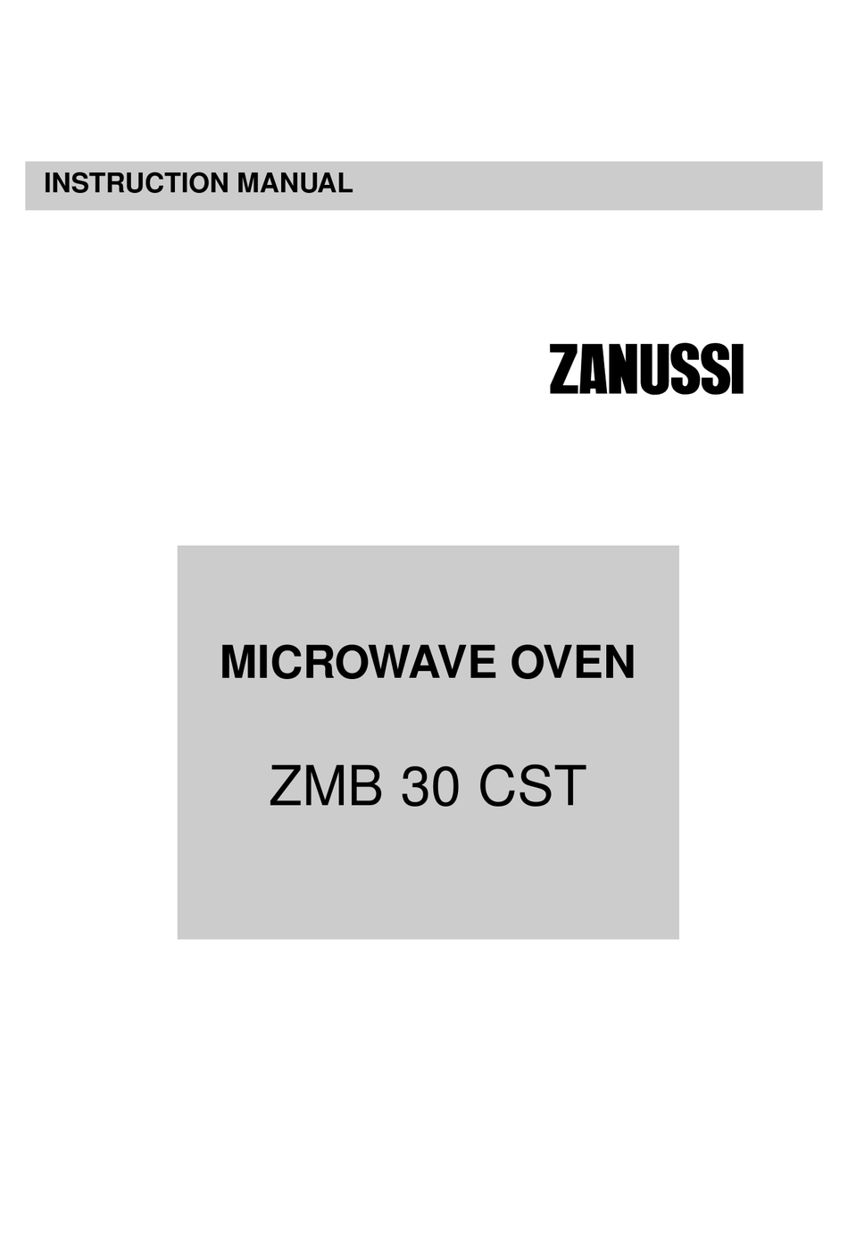 Zanussi Zmb 30 Cst Instruction Manual Pdf Download Manualslib