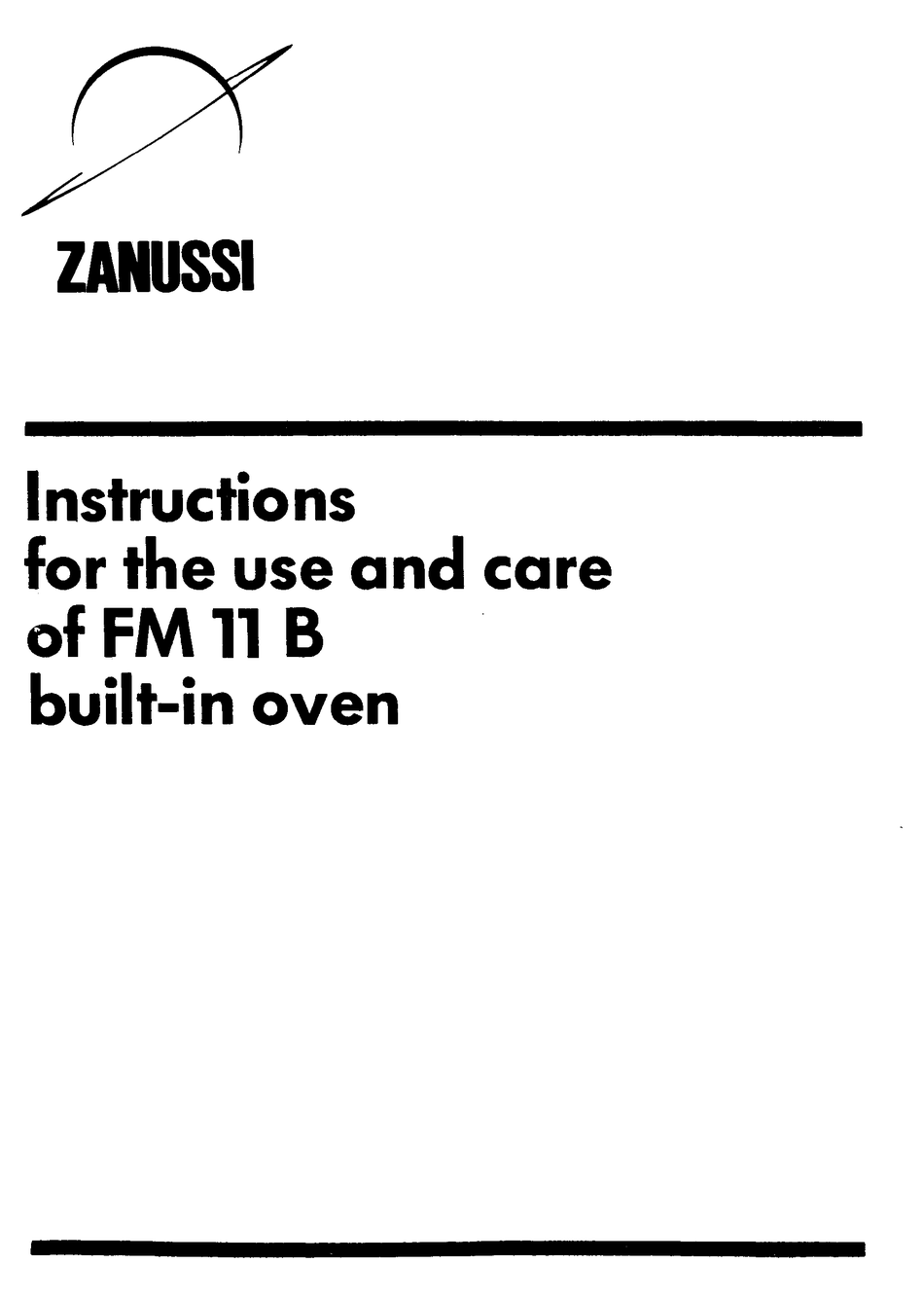 ZANUSSI FM11B USE AND CARE INSTRUCTIONS MANUAL Pdf Download ManualsLib