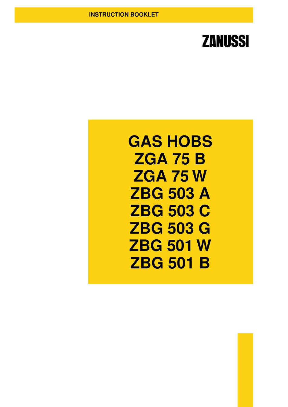 Zanussi Zga 75 B Instruction Booklet Pdf Download Manualslib