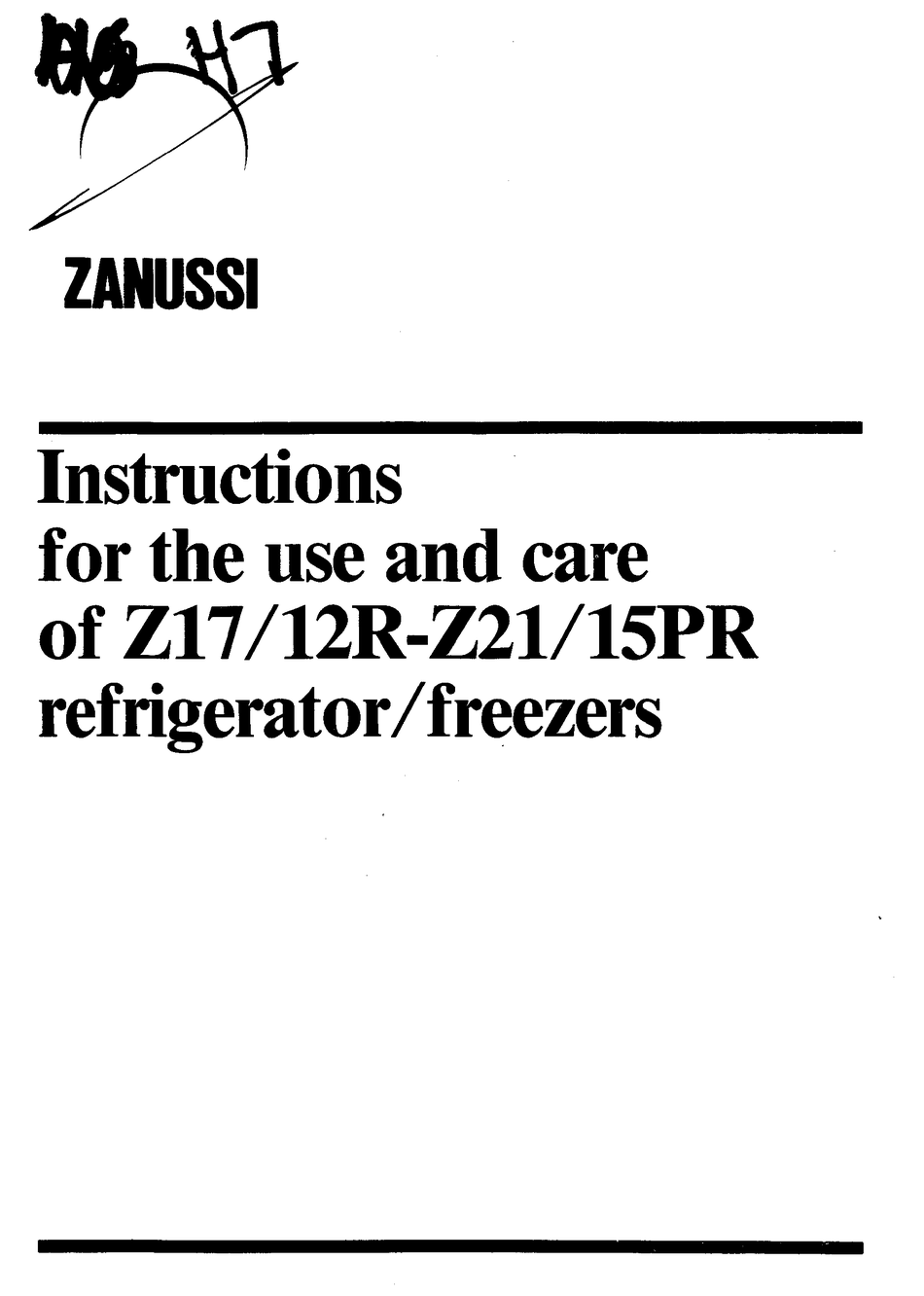 ZANUSSI 12RZ21 INSTRUCTIONS FOR THE USE AND CARE Pdf Download ManualsLib