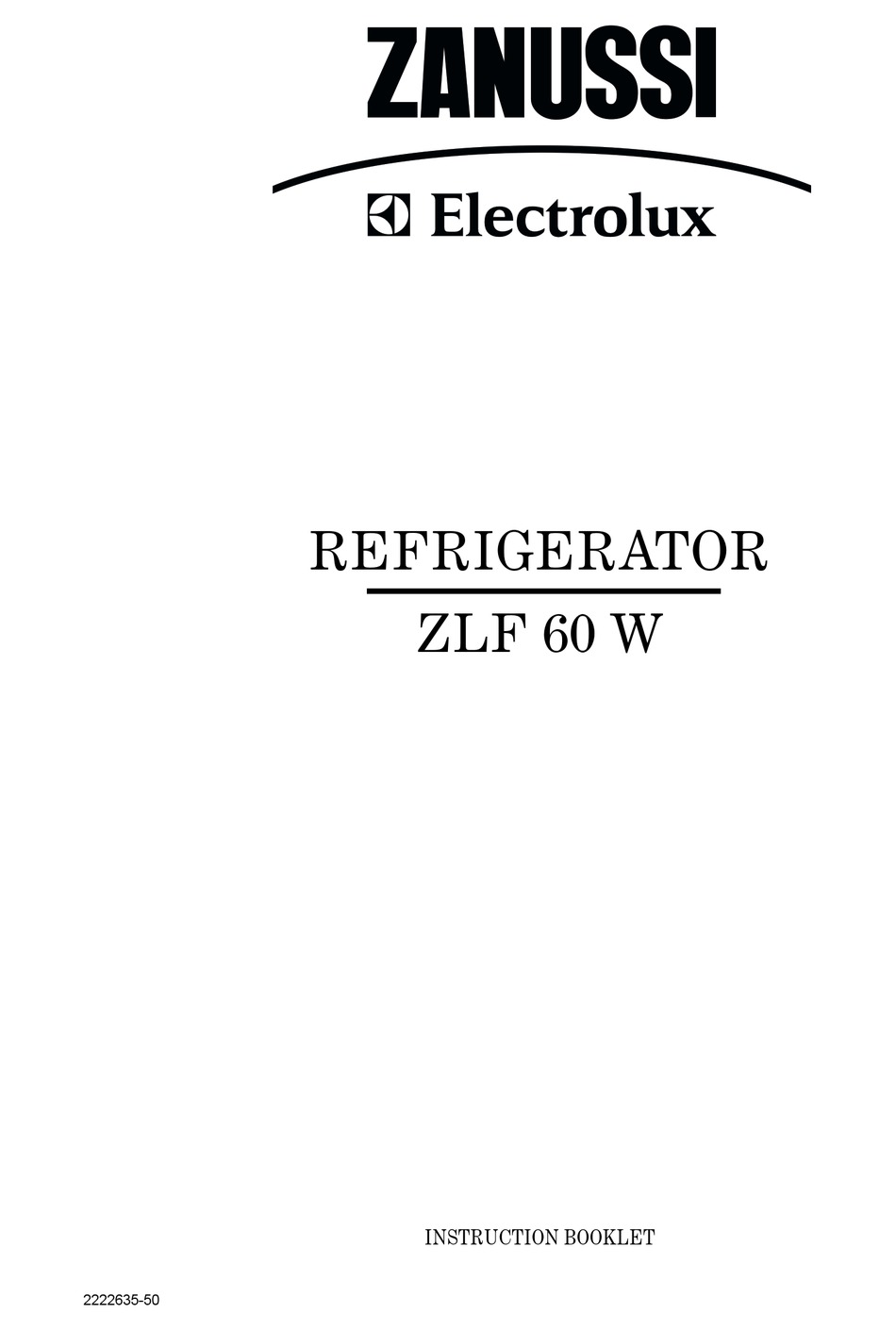 ZANUSSI ELECTROLUX ZLF 60 W INSTRUCTION BOOKLET Pdf Download ManualsLib