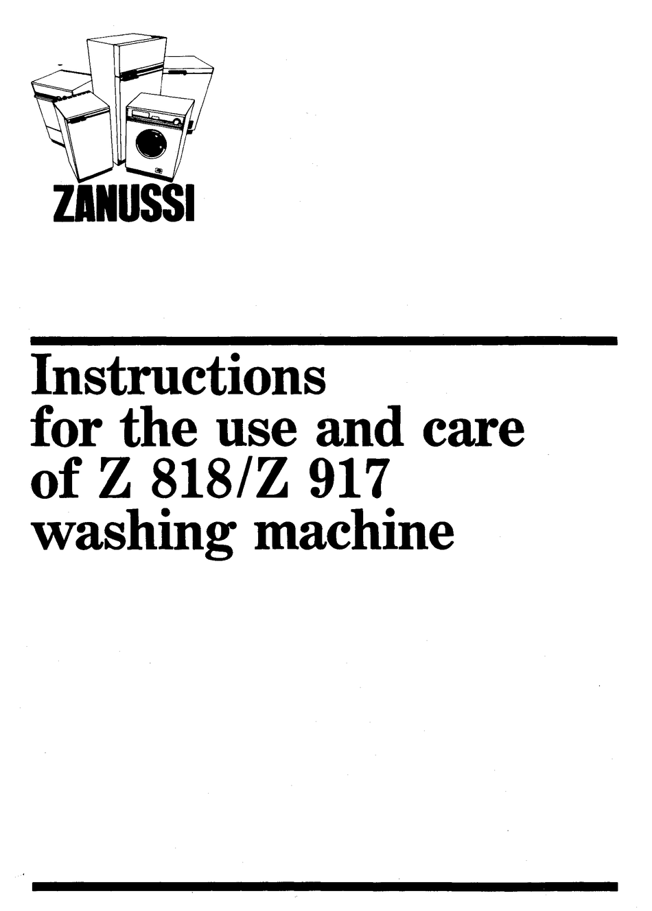 ZANUSSI Z 818 INSTRUCTIONS FOR USE AND CARE MANUAL Pdf Download