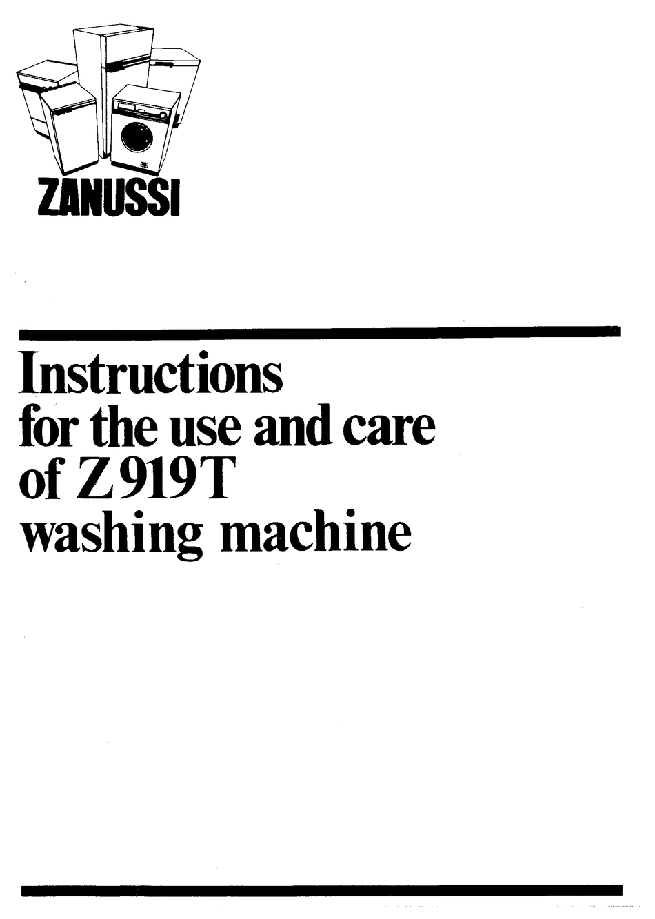 ZANUSSI Z919T INSTRUCTIONS FOR THE USE AND CARE Pdf Download ManualsLib