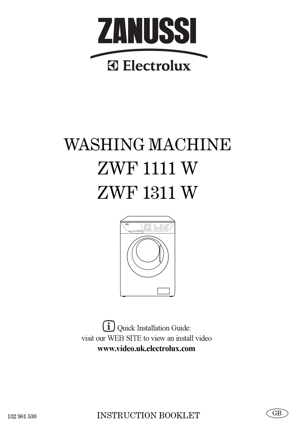 ZANUSSI ZWF 1111 W QUICK INSTALLATION MANUAL Pdf Download ManualsLib