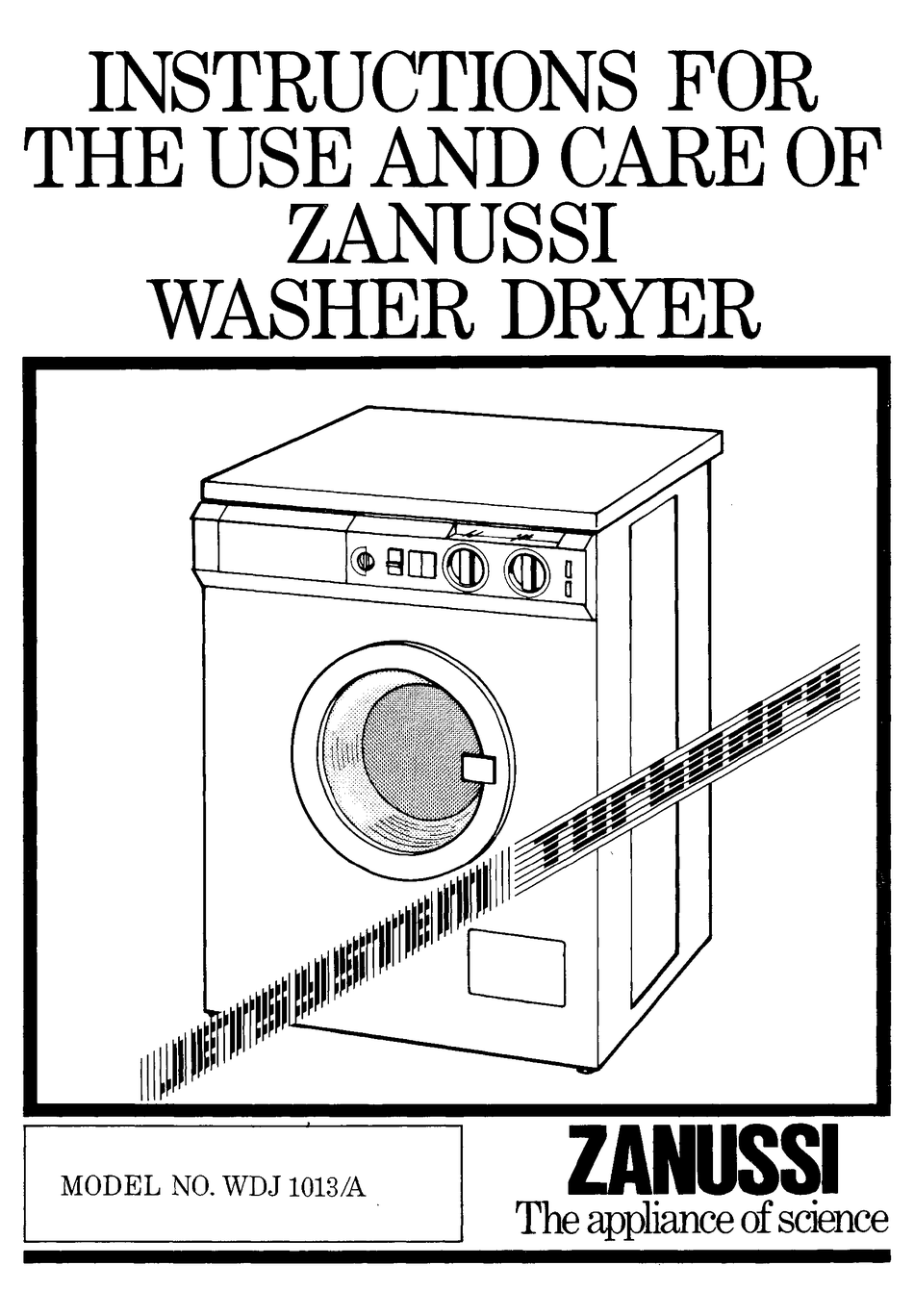 ZANUSSI WDJ 1013/A INSTRUCTIONS FOR USE AND CARE MANUAL Pdf Download