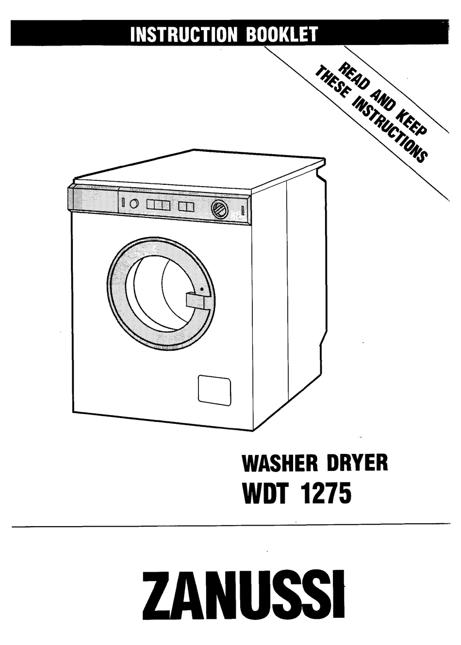 ZANUSSI WDT 1275 INSTRUCTION BOOKLET Pdf Download ManualsLib
