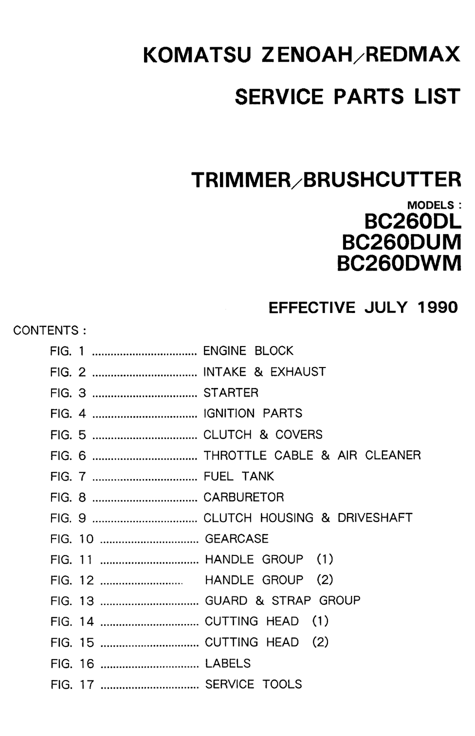 redmax brush cutter parts