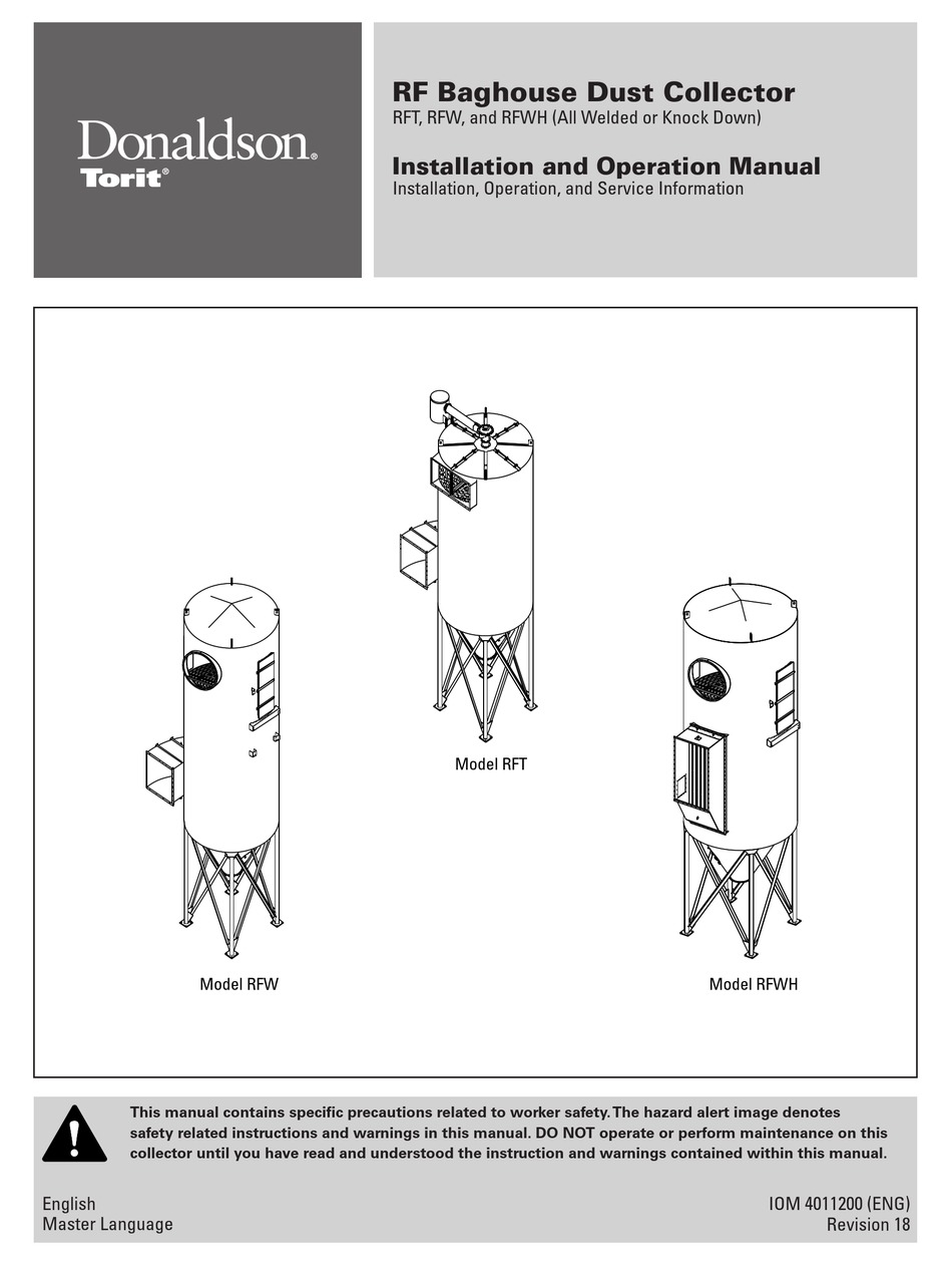 DONALDSON TORIT RF SERIES INSTALLATION AND OPERATION MANUAL Pdf