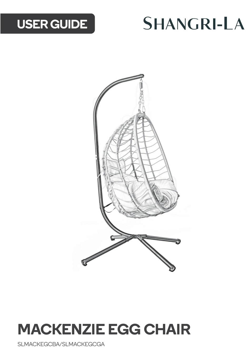 KOGAN SHANGRILA MACKENZIE EGG CHAIR SLMACKEGCBA USER MANUAL Pdf