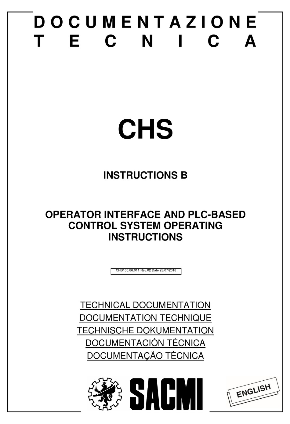 SACMI CHS SERIES INSTRUCTIONS MANUAL Pdf Download | ManualsLib