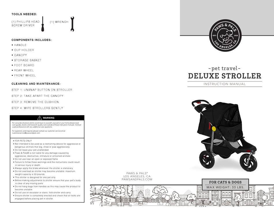 paws and pals deluxe folding stroller