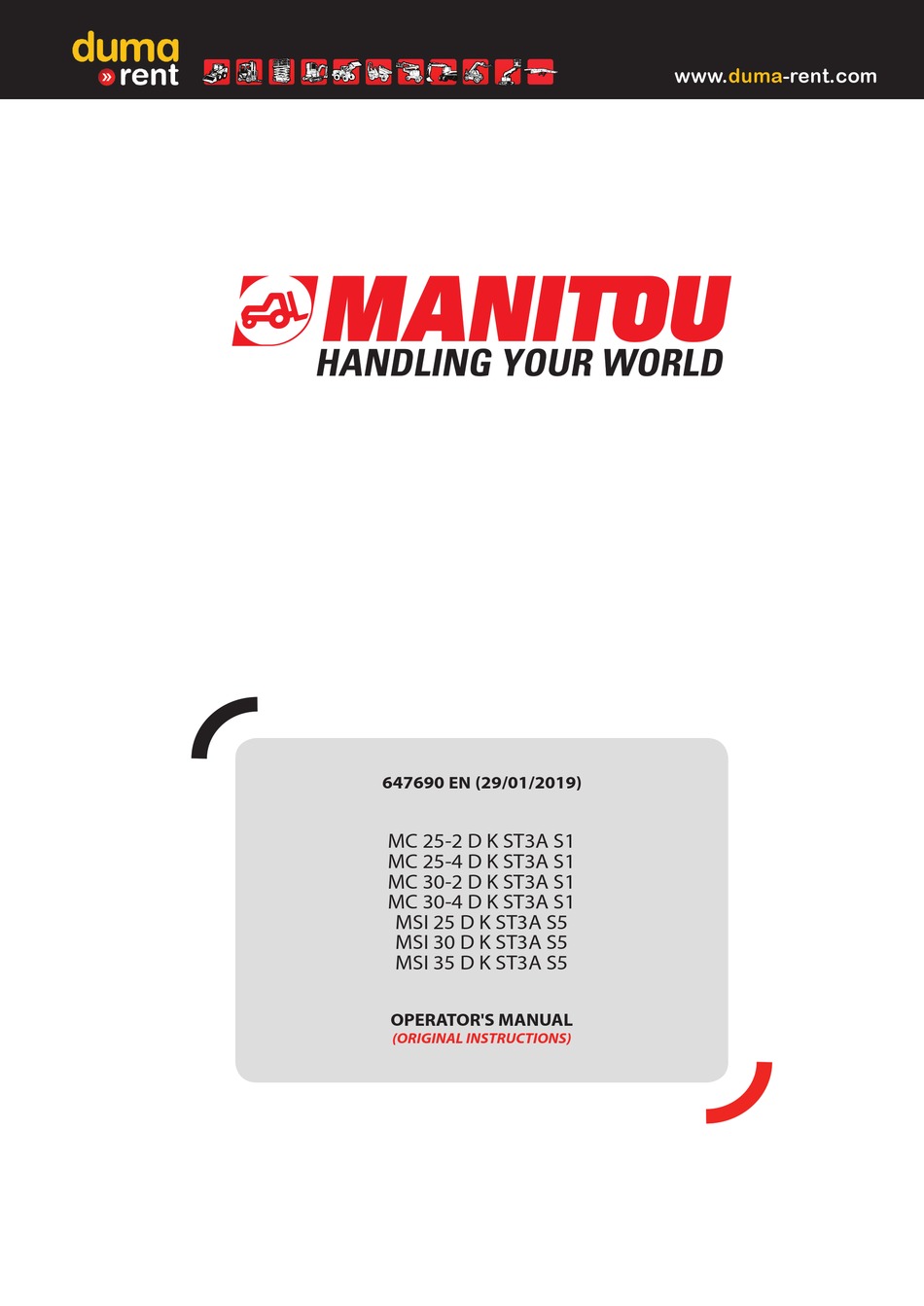 Manitou Mc 25 2 D K St3a S1 Operator S Manual Pdf Download Manualslib