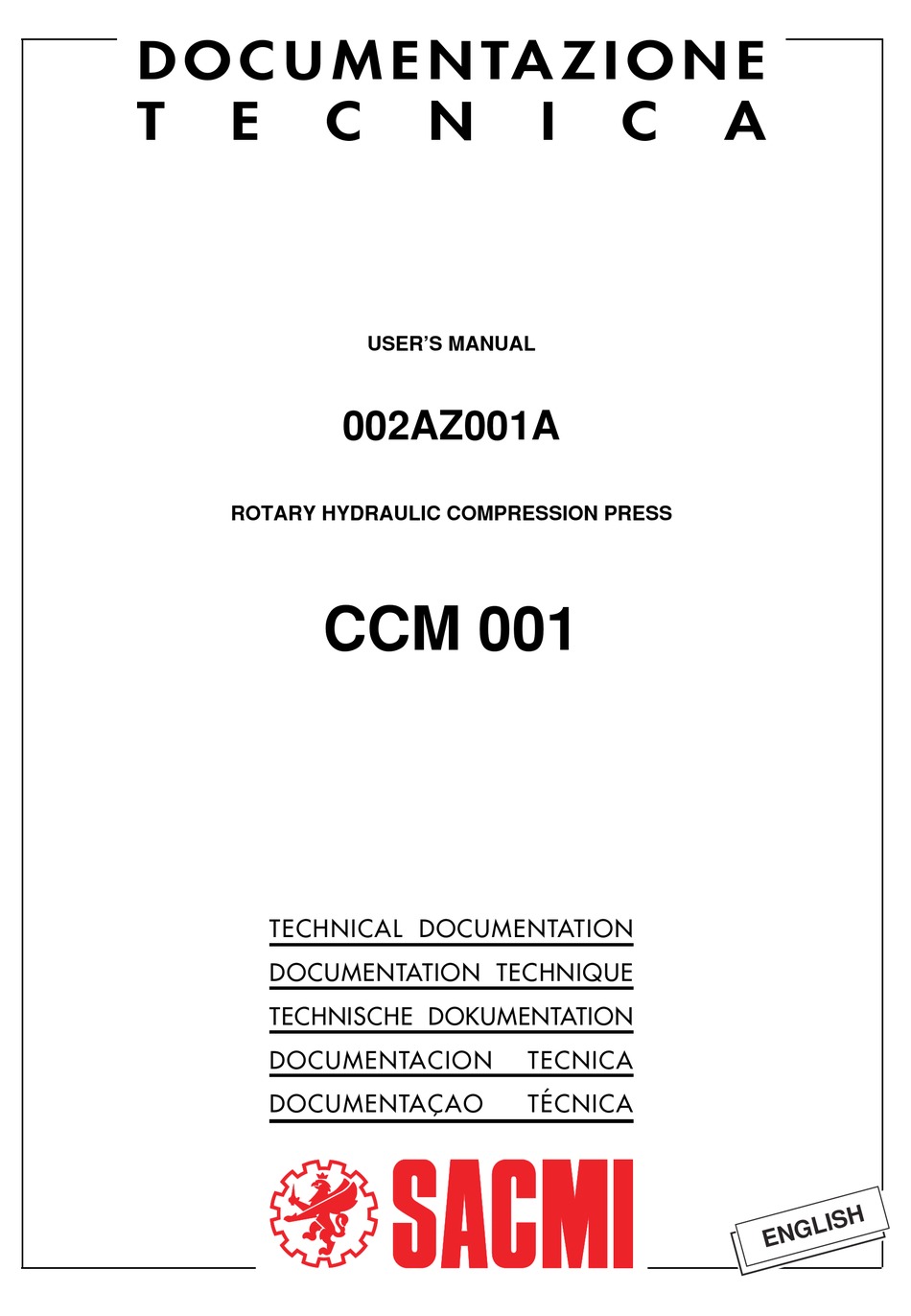 SACMI CCM 001 USER MANUAL Pdf Download | ManualsLib