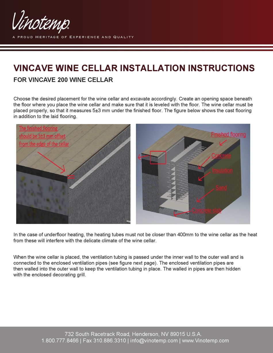 VINOTEMP VINCAVE 200 INSTALLATION INSTRUCTIONS Pdf Download ManualsLib