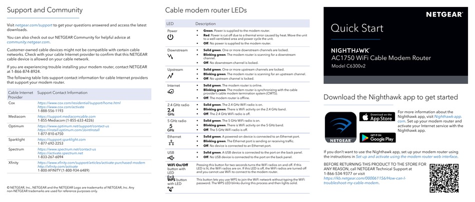 NETGEAR NIGHTHAWK C6300V2 QUICK START Pdf Download | ManualsLib