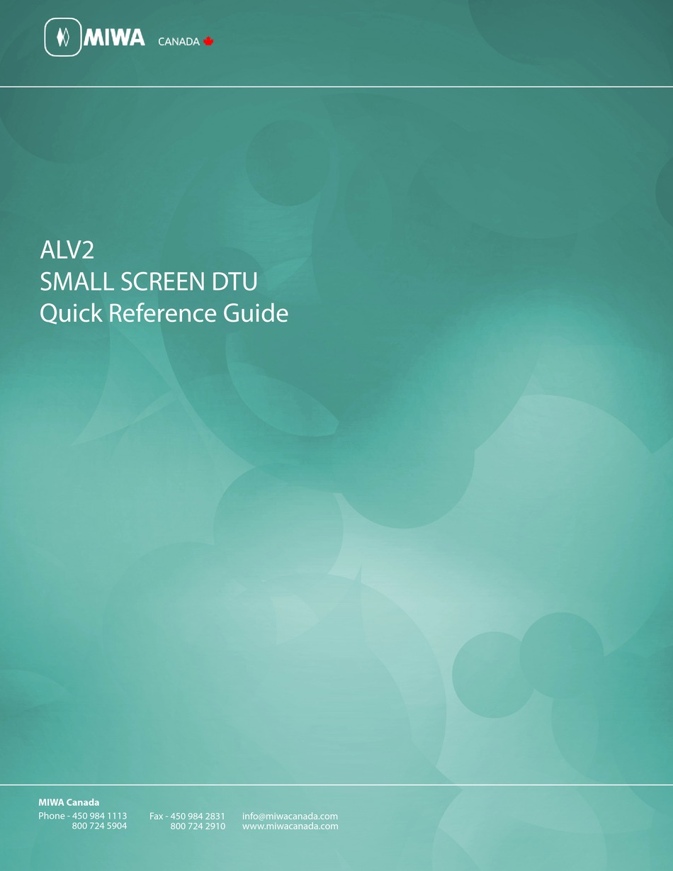 Miwa Lock Alv2 Quick Reference Manual Pdf Download Manualslib