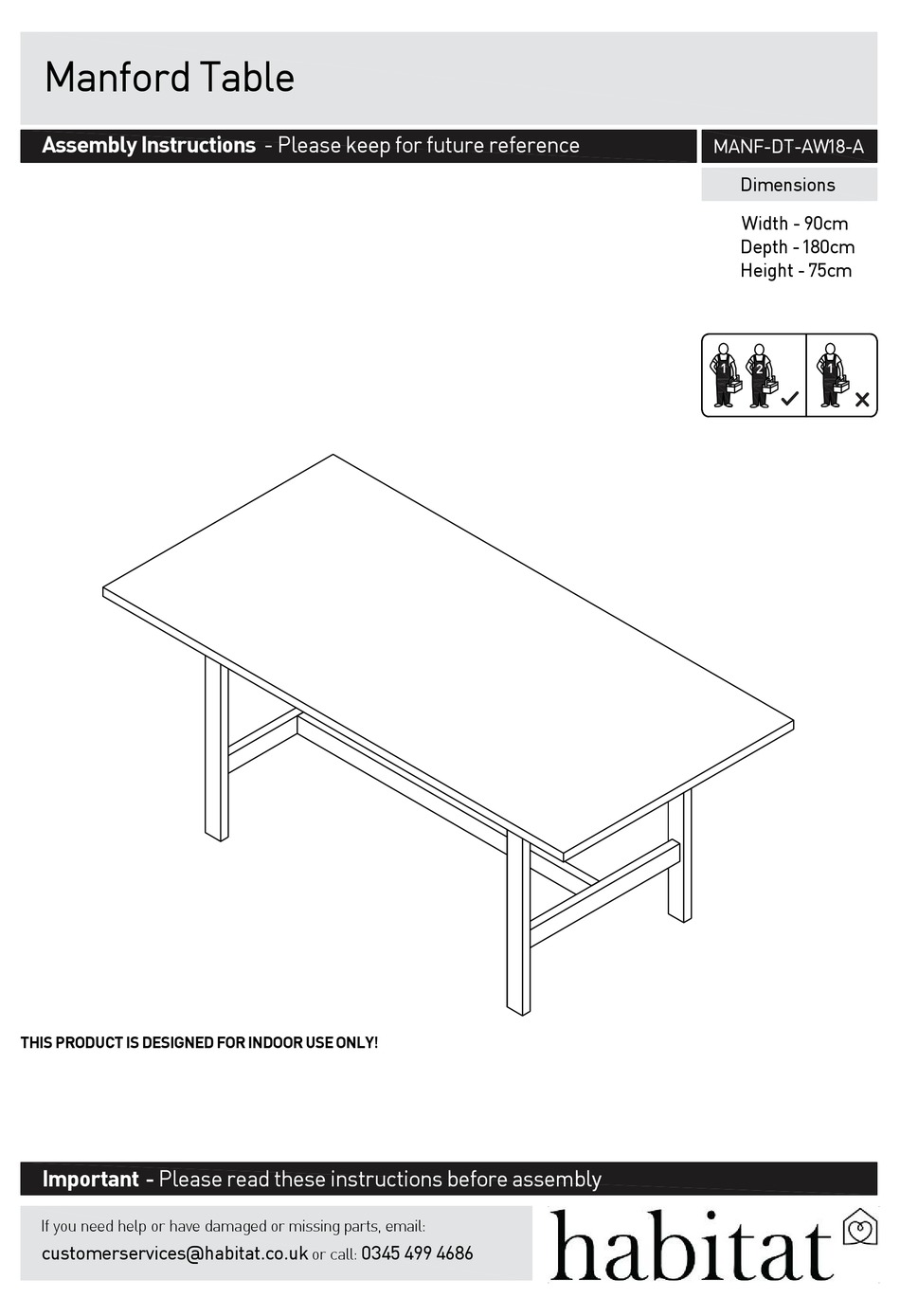 HABITAT MANFORD TABLE ASSEMBLY INSTRUCTIONS Pdf Download ManualsLib