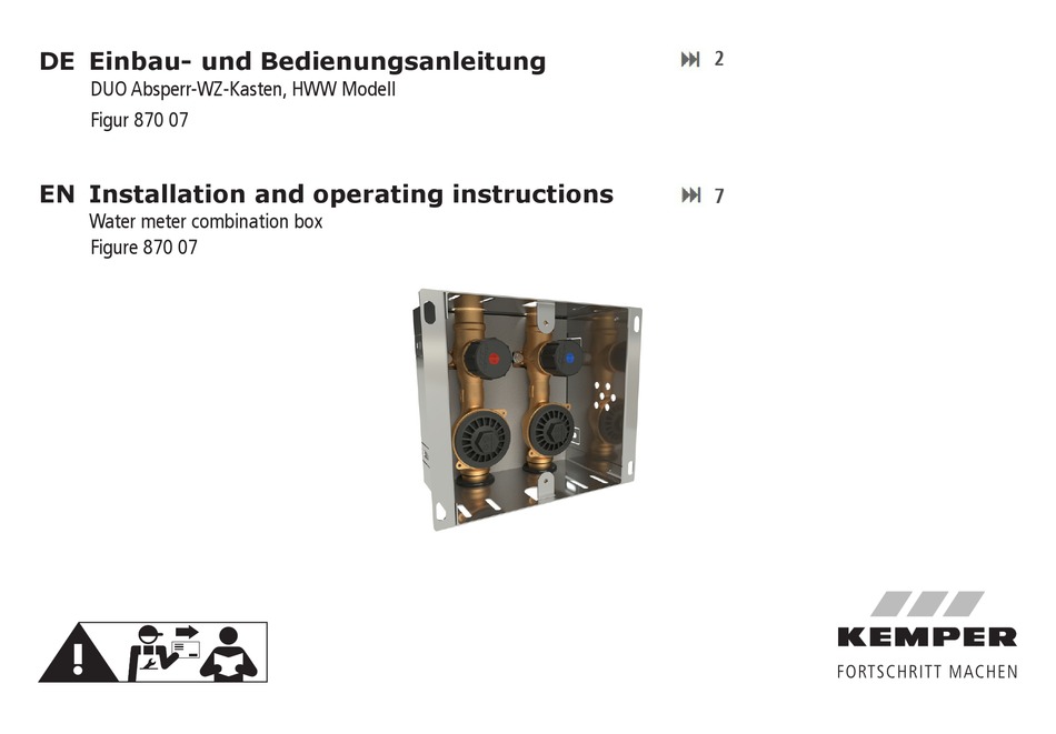 KEMPER DUO 870 07 INSTALLATION AND OPERATING INSTRUCTIONS MANUAL Pdf