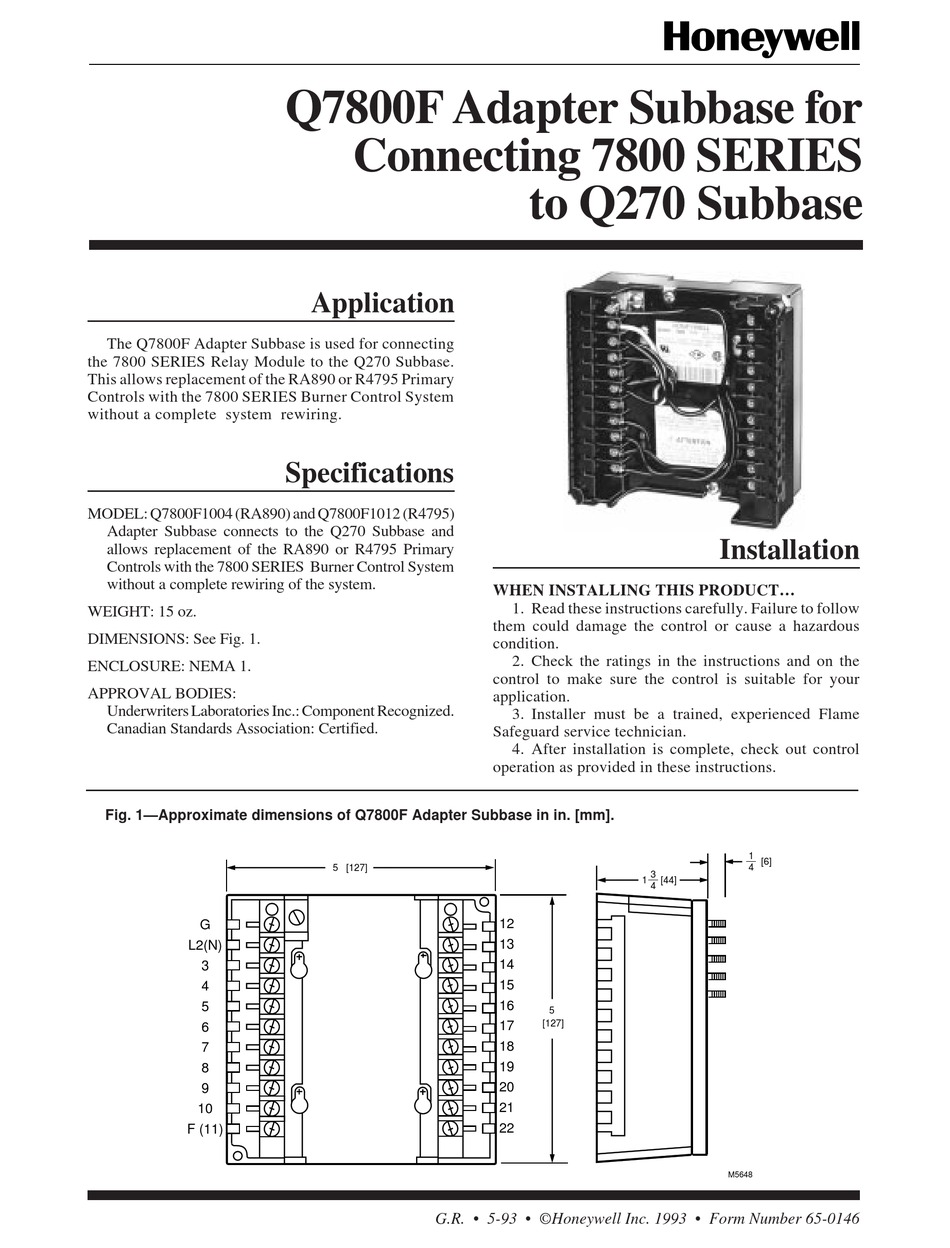 HONEYWELL Q7800F SERIES MANUAL Pdf Download ManuaLib
