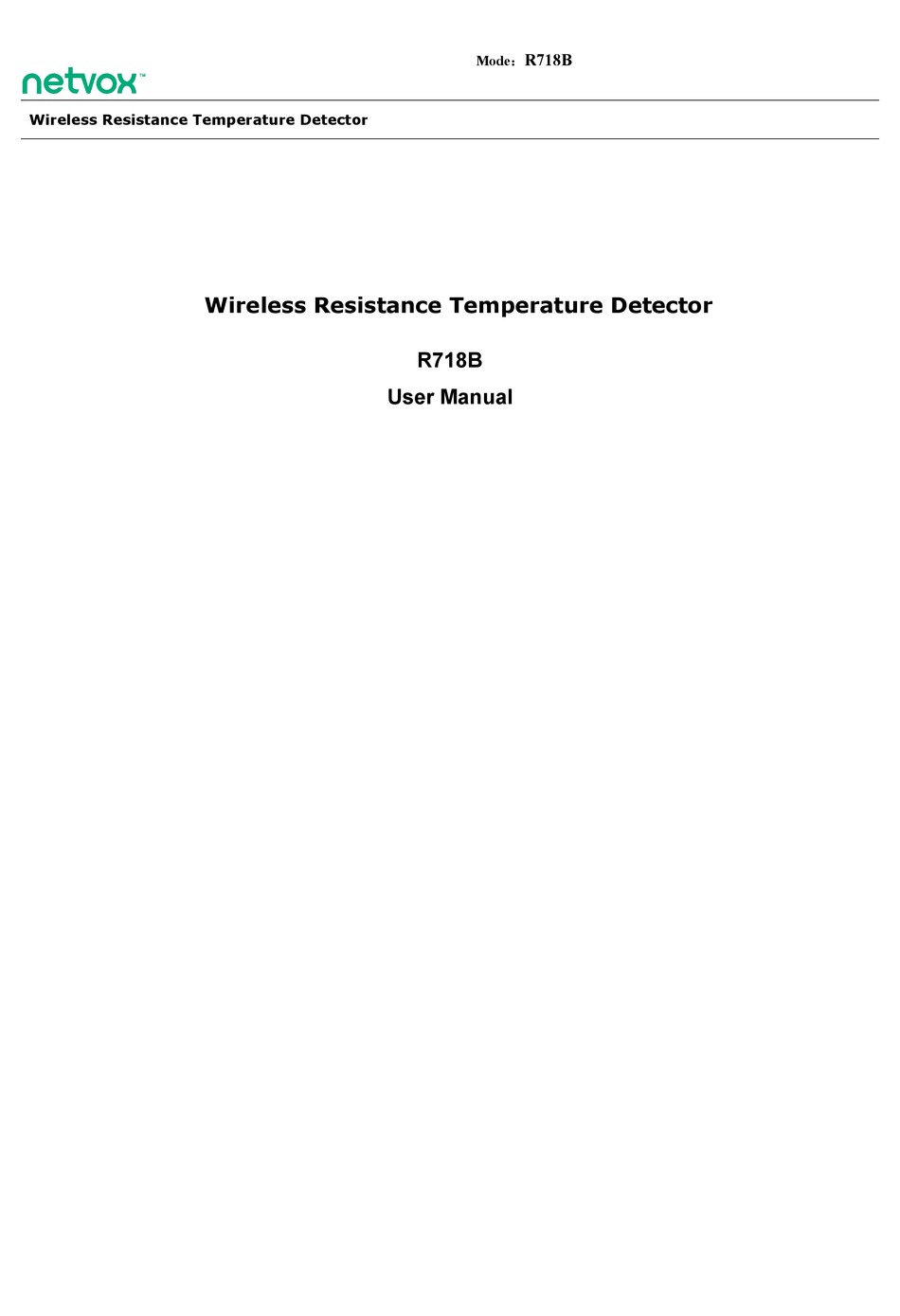 NETVOX R718B USER MANUAL Pdf Download | ManualsLib