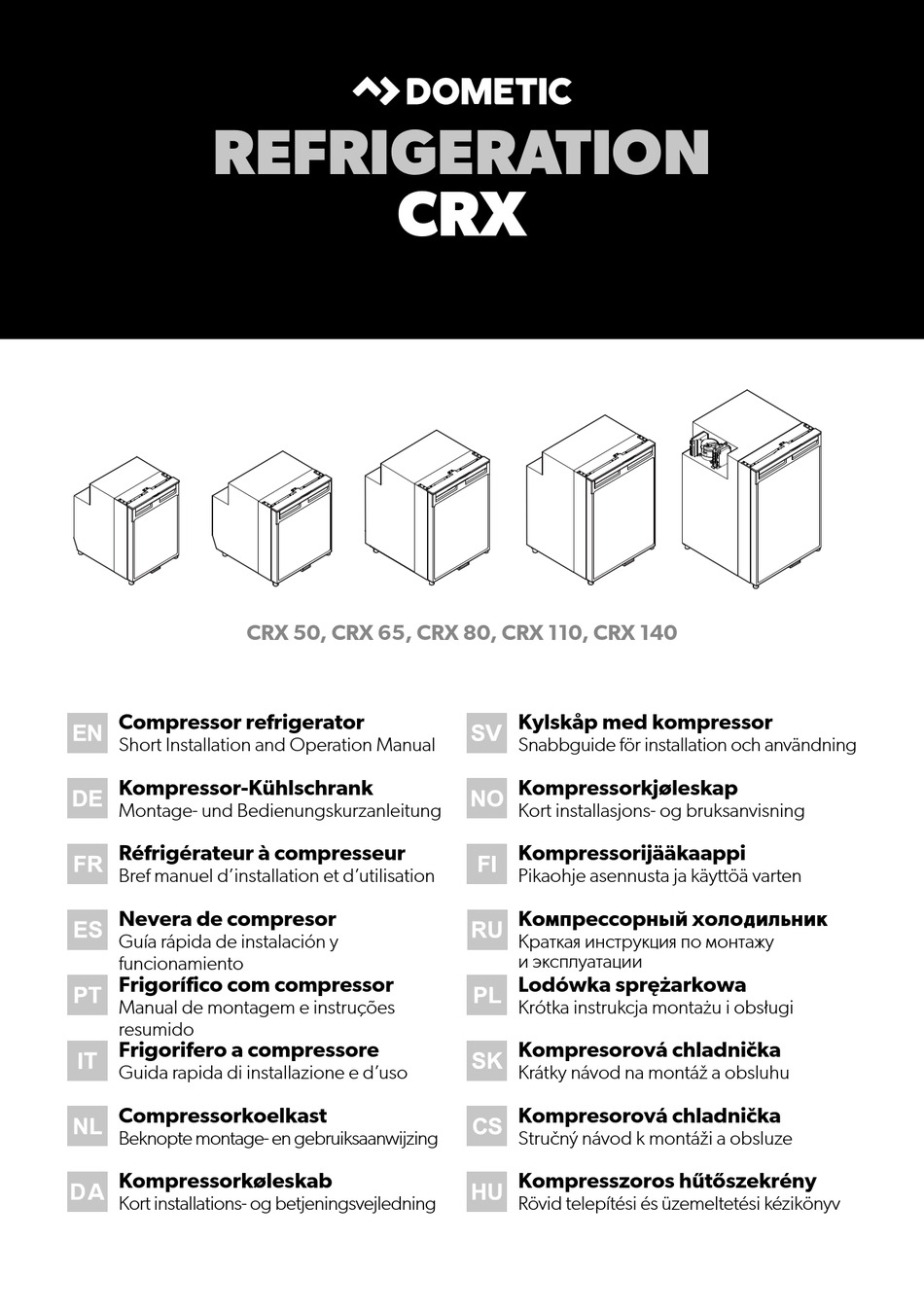 DOMETIC CRX SERIES SHORT INSTALLATION AND OPERATION MANUAL Pdf Download