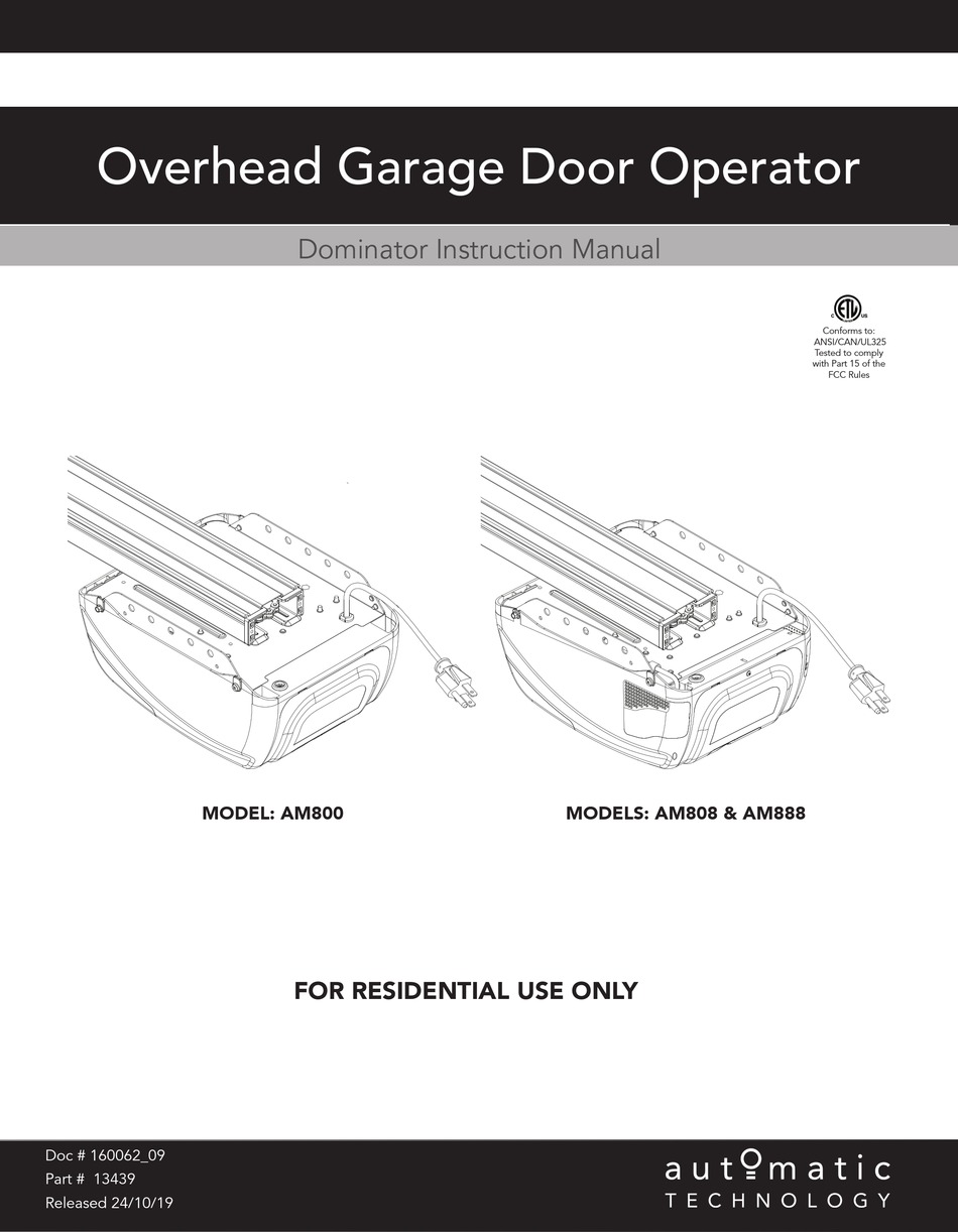 Automatic Technology Dominator Am800 Instruction Manual Pdf Download Manualslib