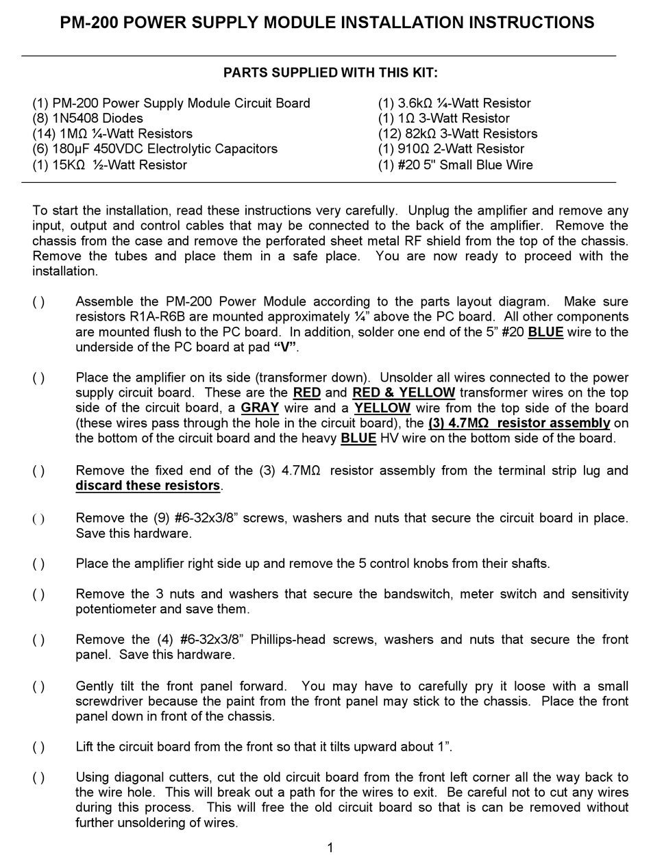 HARBACH ELECTRONICS PM200 INSTALLATION INSTRUCTIONS Pdf Download