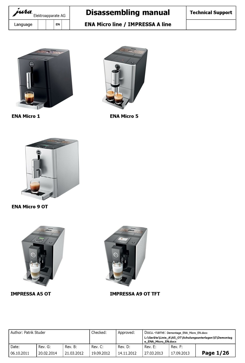 Jura Ena Micro Series Disassembling Manual Pdf Download Manualslib