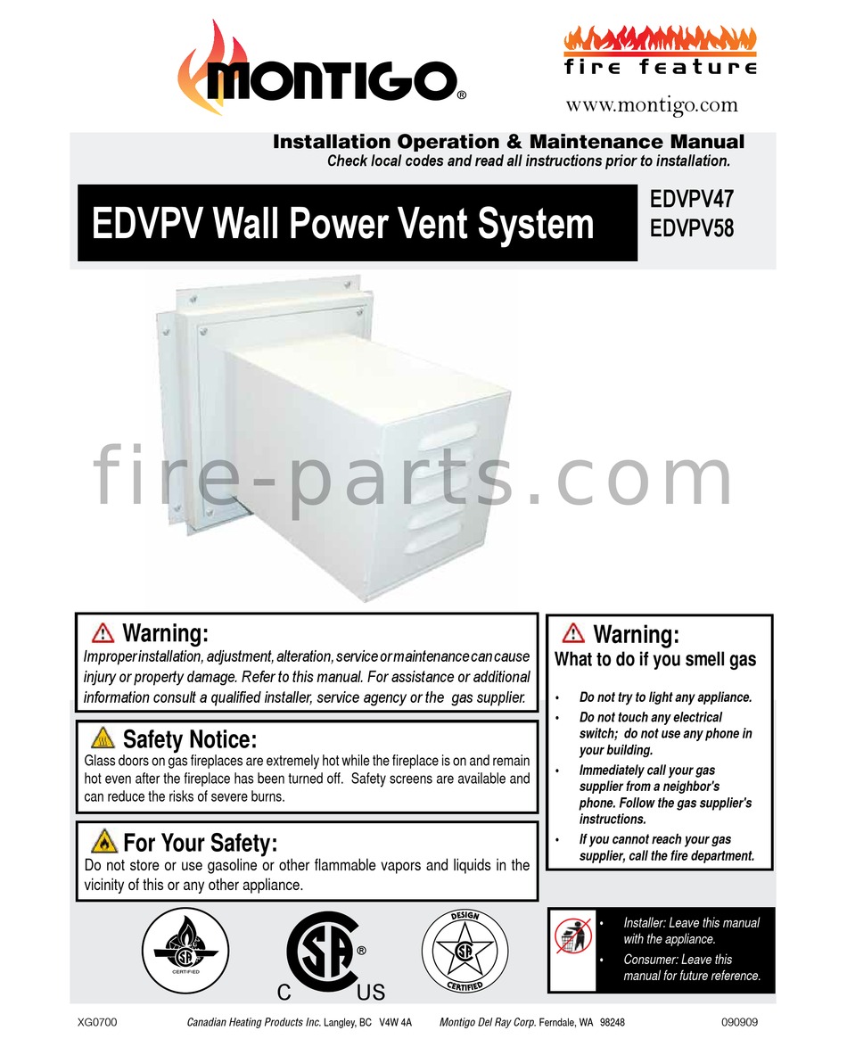 MONTIGO EDVPV SERIES INSTALLATION, OPERATION & MAINTENANCE MANUAL Pdf