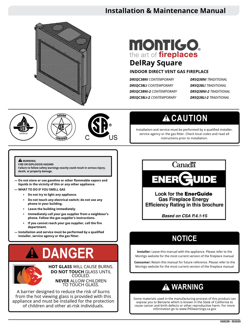 MONTIGO DELRAY SQUARE SERIES INSTALLATION & MAINTENANCE MANUAL Pdf