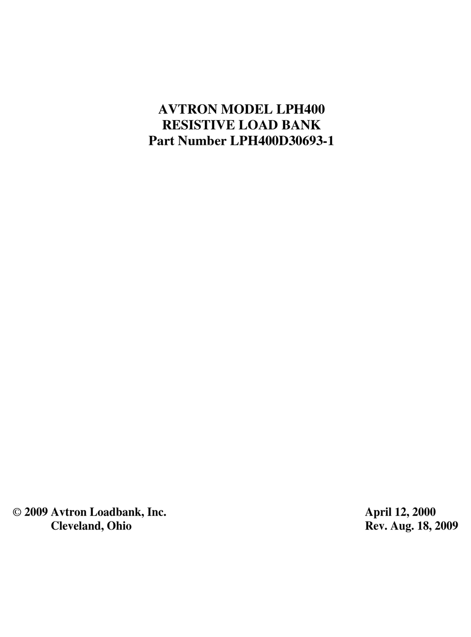 Emerson Avtron Loadbank Lph400 Manual Pdf Download Manualslib