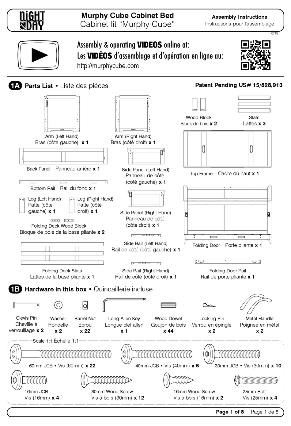 NIGHT & DAY FURNITURE MURPHY CUBE BED ASSEMBLY INSTRUCTIONS