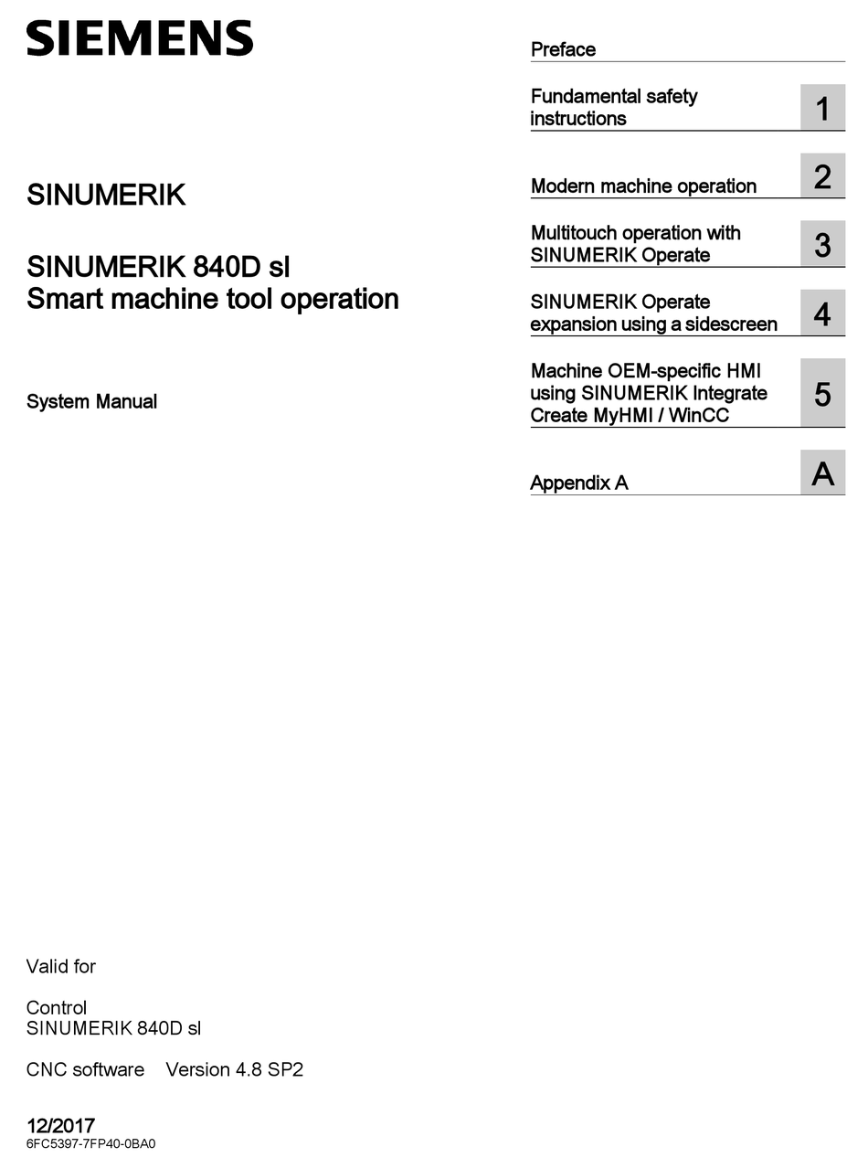 SIEMENS SINUMERIK 840D SL SYSTEM MANUAL Pdf Download ManualsLib
