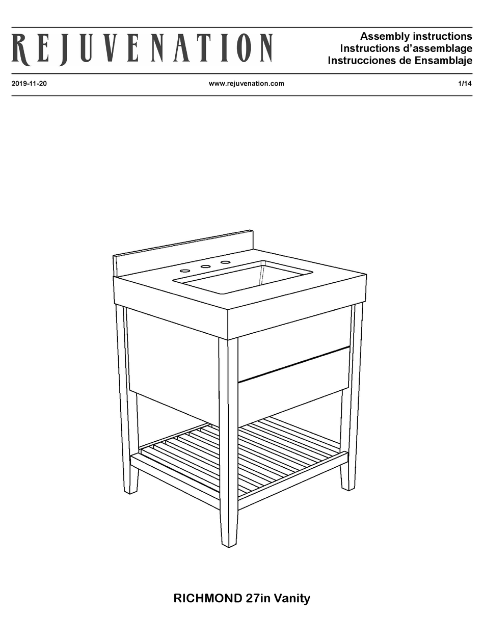 REJUVENATION RICHMOND 27IN VANITY ASSEMBLY INSTRUCTIONS MANUAL Pdf