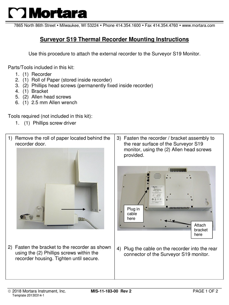 MORTARA SURVEYOR S19 MOUNTING INSTRUCTIONS Pdf Download ManualsLib
