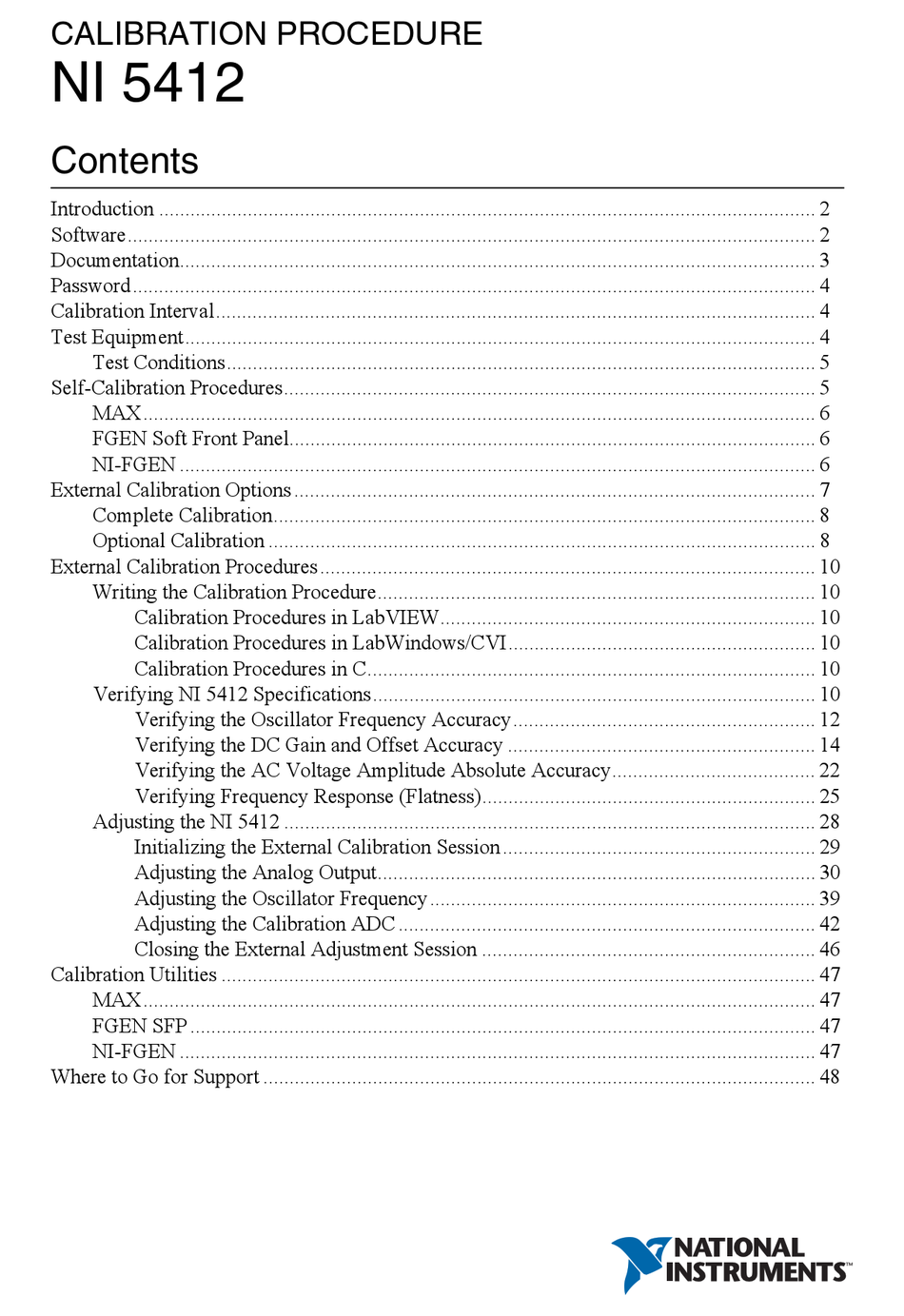 NATIONAL INSTRUMENTS 5412 CALIBRATION PROCEDURE Pdf Download ManualsLib