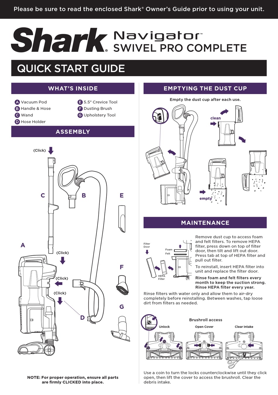 shark vacuum instructions