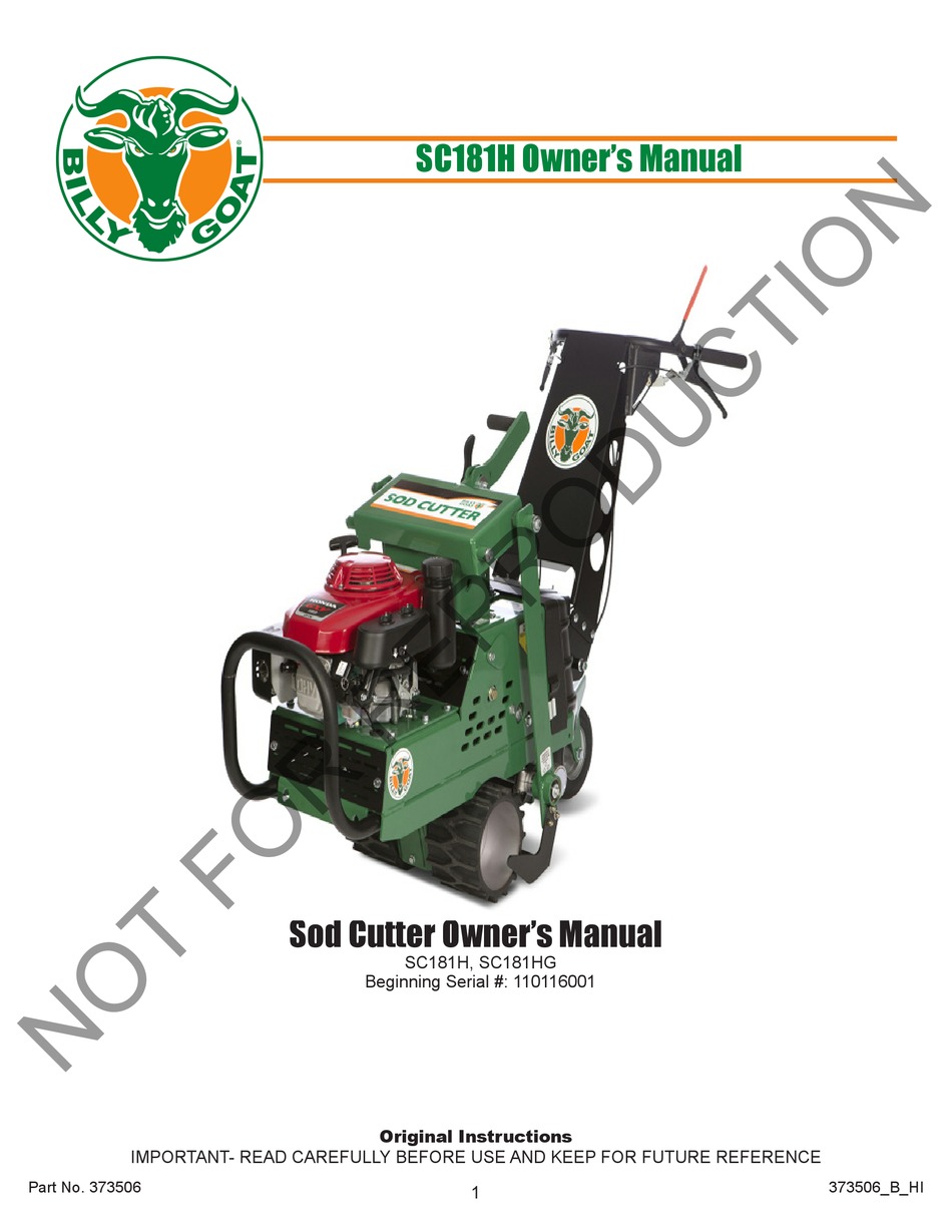 Billy Goat Sc181h Owner S Manual Pdf Download Manualslib