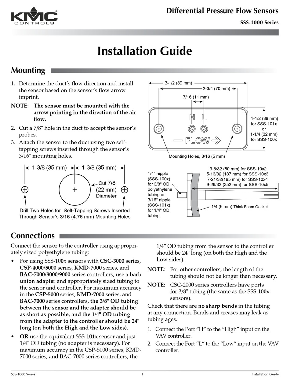 KMC CONTROLS SSS1000 SERIES INSTALLATION MANUAL Pdf Download ManualsLib