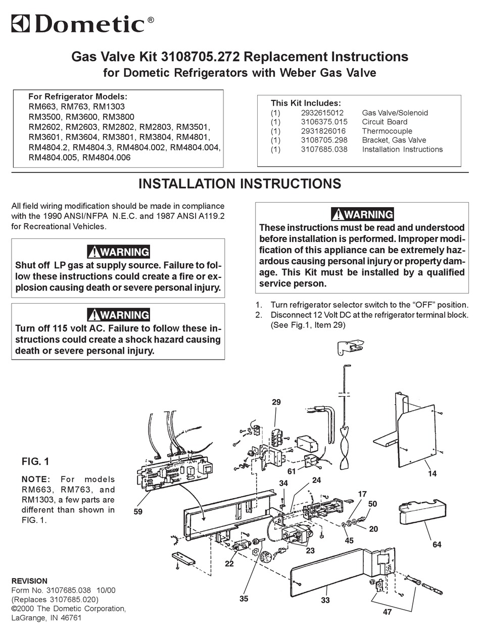 DOMETIC 3108705.272 REPLACEMENT INSTRUCTIONS Pdf Download | ManualsLib