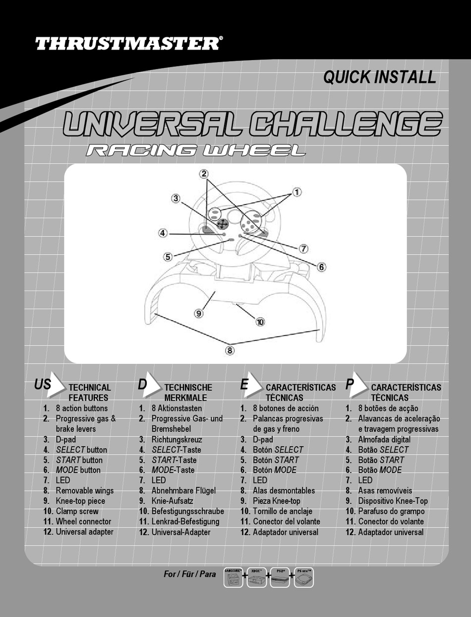 THRUSTMASTER UNIVERSAL CHALLENGE QUICK INSTALL Pdf Download | ManualsLib
