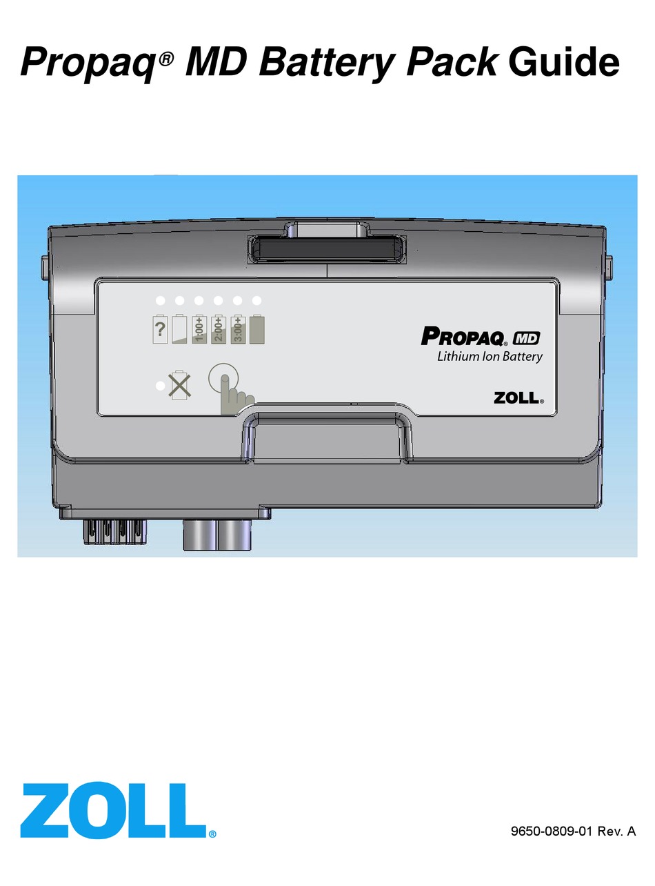 ZOLL PROPAQ MD BATTERY PACK MANUAL Pdf Download ManuaLib