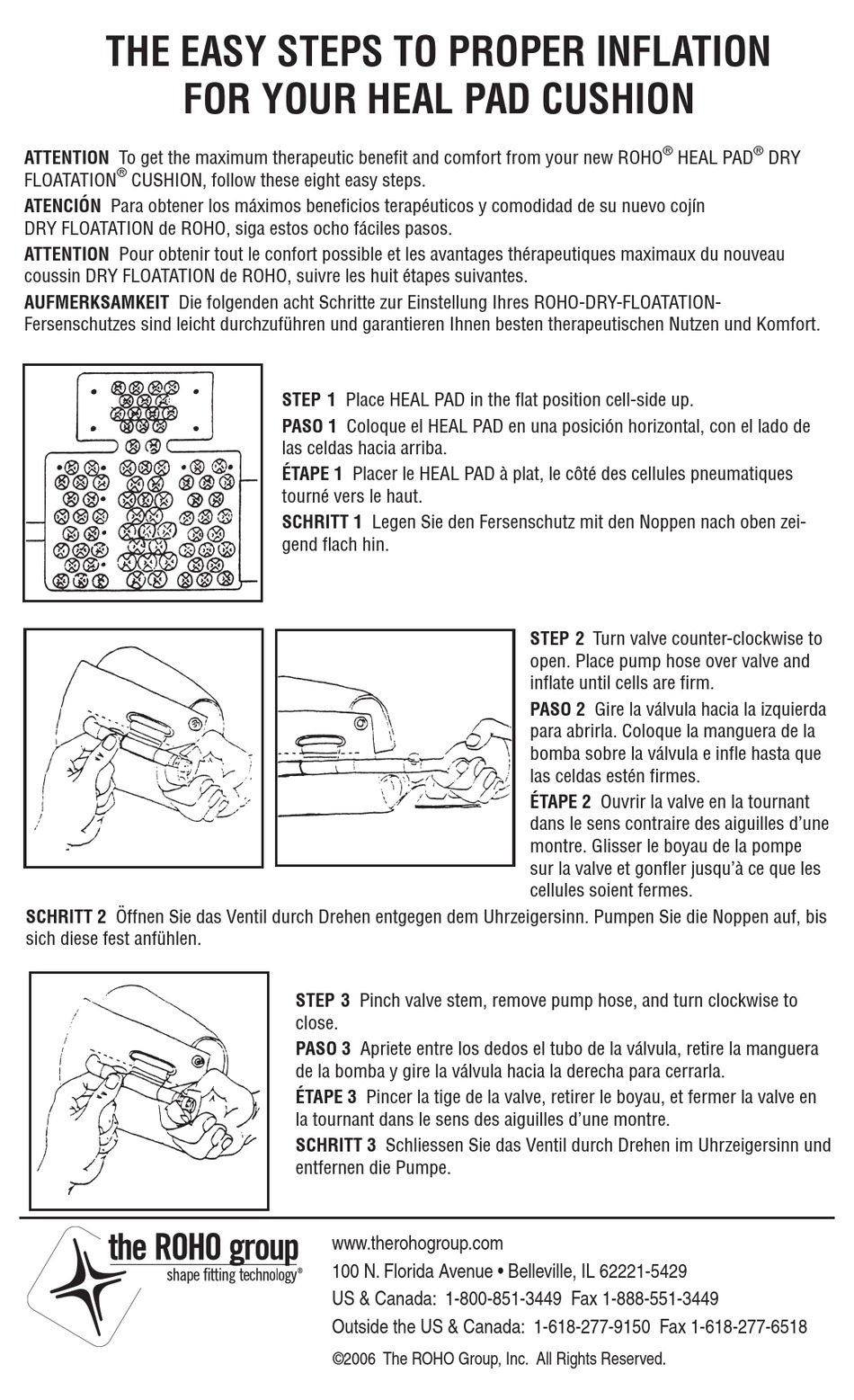 ROHO HEAL PAD DRY FLOATATION CUSHION QUICK START MANUAL Pdf Download ...