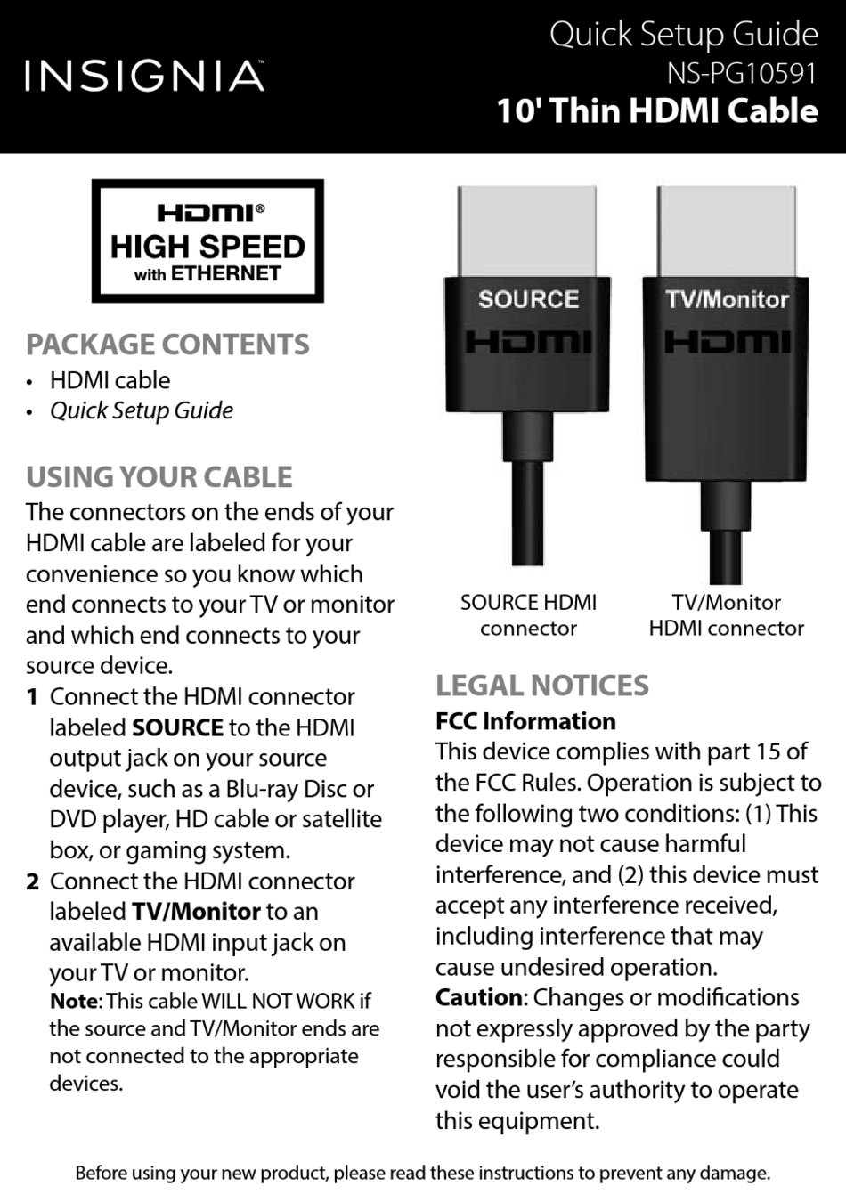 INSIGNIA NS-PG10591 QUICK SETUP MANUAL Pdf Download | ManualsLib