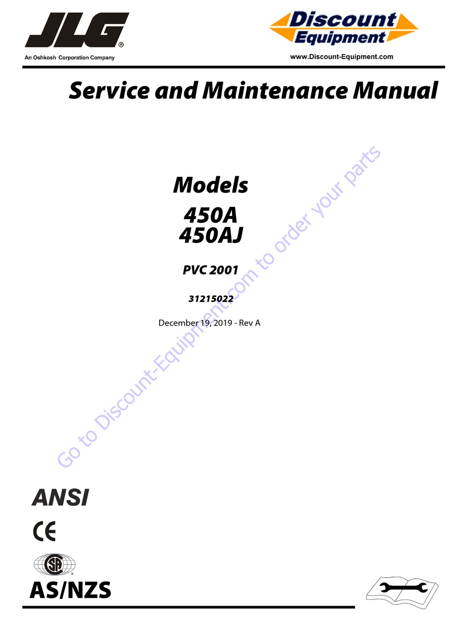 JLG 450A SERVICE AND MAINTENANCE MANUAL Pdf Download | ManualsLib