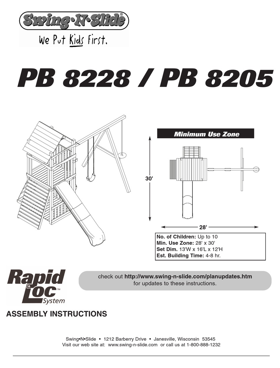 SWINGNSLIDE PB 8228 ASSEMBLY INSTRUCTIONS MANUAL Pdf Download