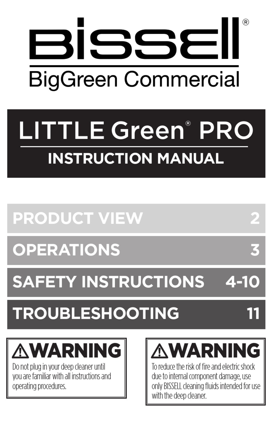 bissell little green spot cleaner manual