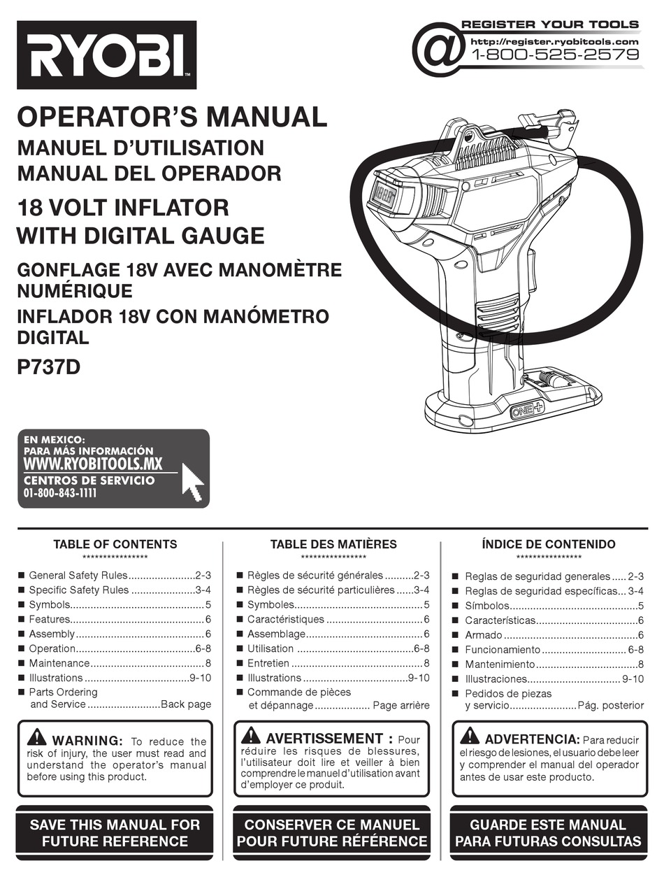 RYOBI P737D OPERATOR'S MANUAL Pdf Download | ManualsLib