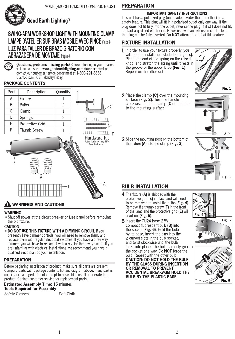 GOOD EARTH LIGHTING G5230BKSSI QUICK MANUAL Pdf Download ManualsLib